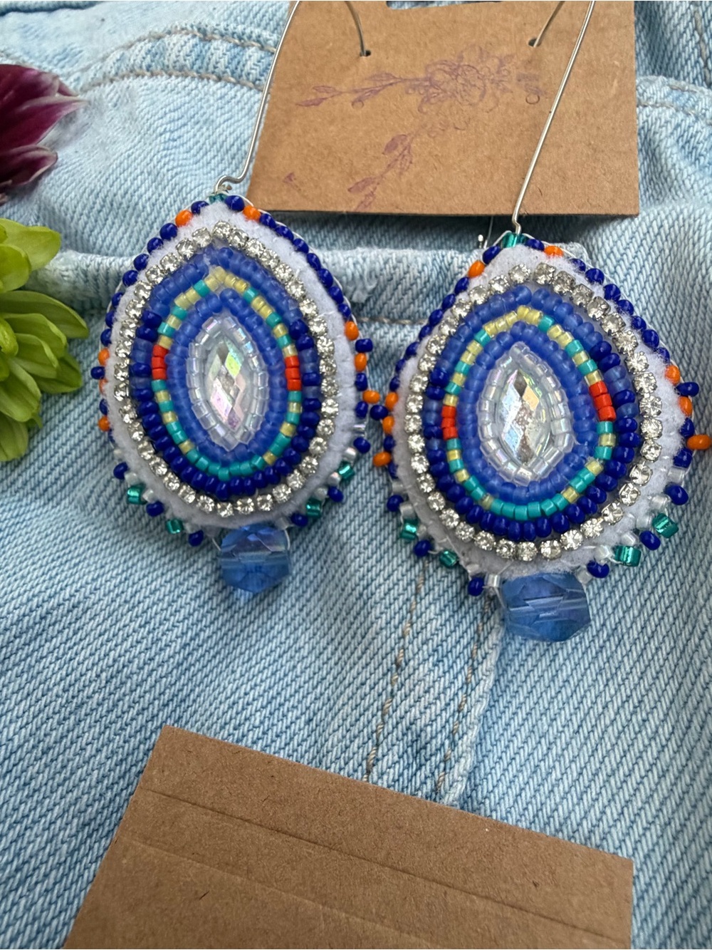 Handmade Floral Beaded Earrings